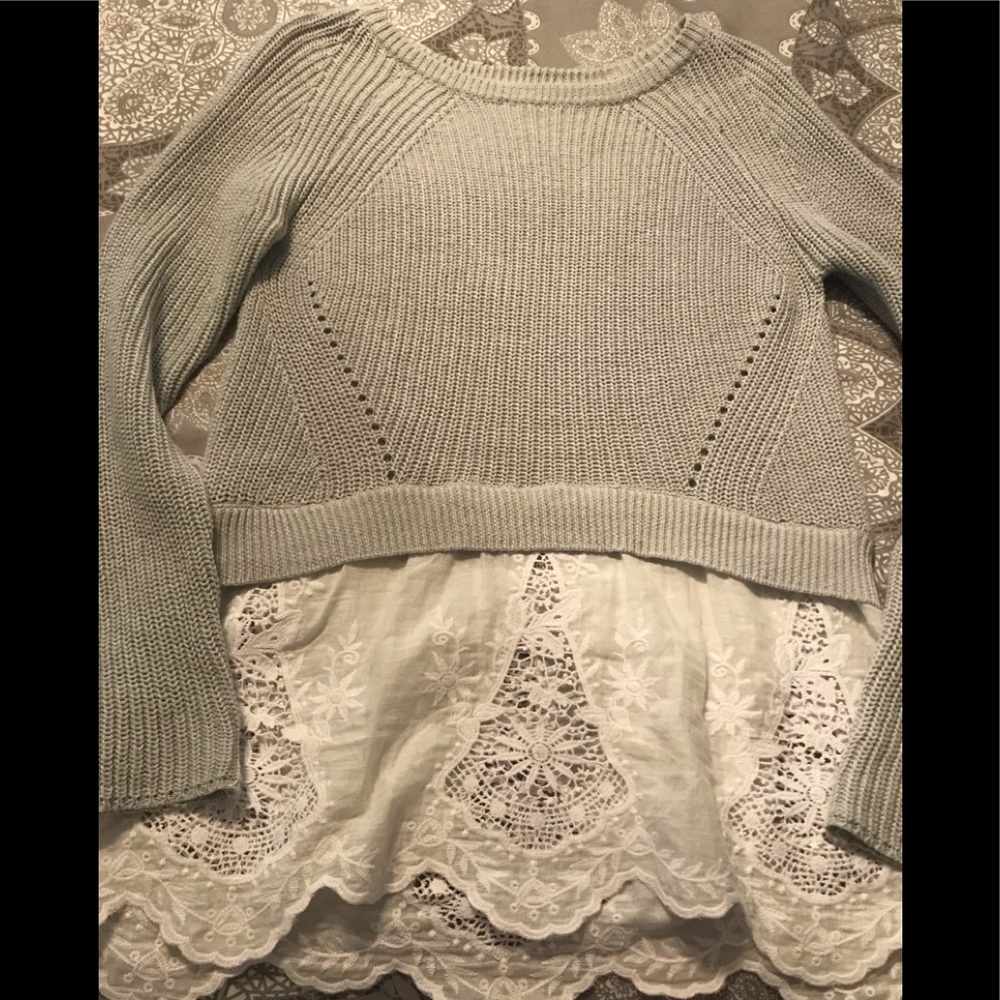 Sweater with lace trim